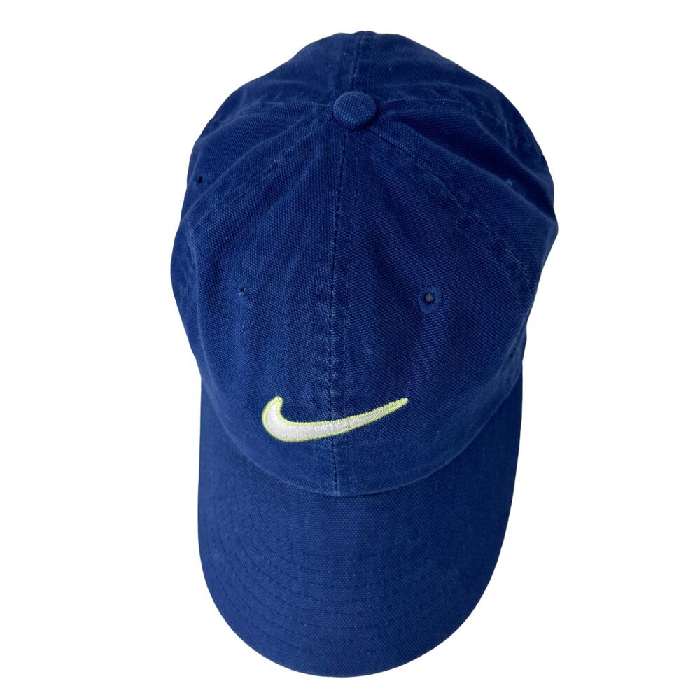 Vintage Nike Embroidered Swoosh Adjustable Hat Cap 100% Cotton Blue Youth OS